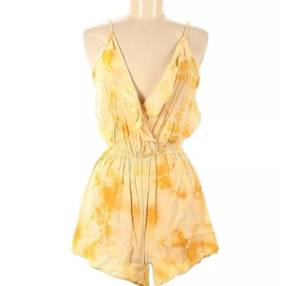 AUDREY 3+1 Yellow Tie Dye Romper Size S